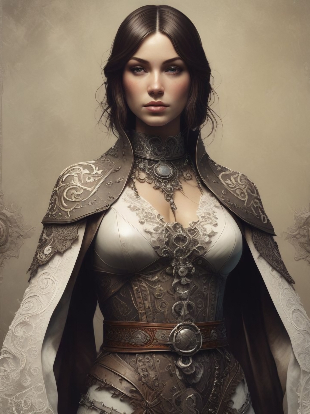 Taupe and Cream Fantasy Armor Art Print